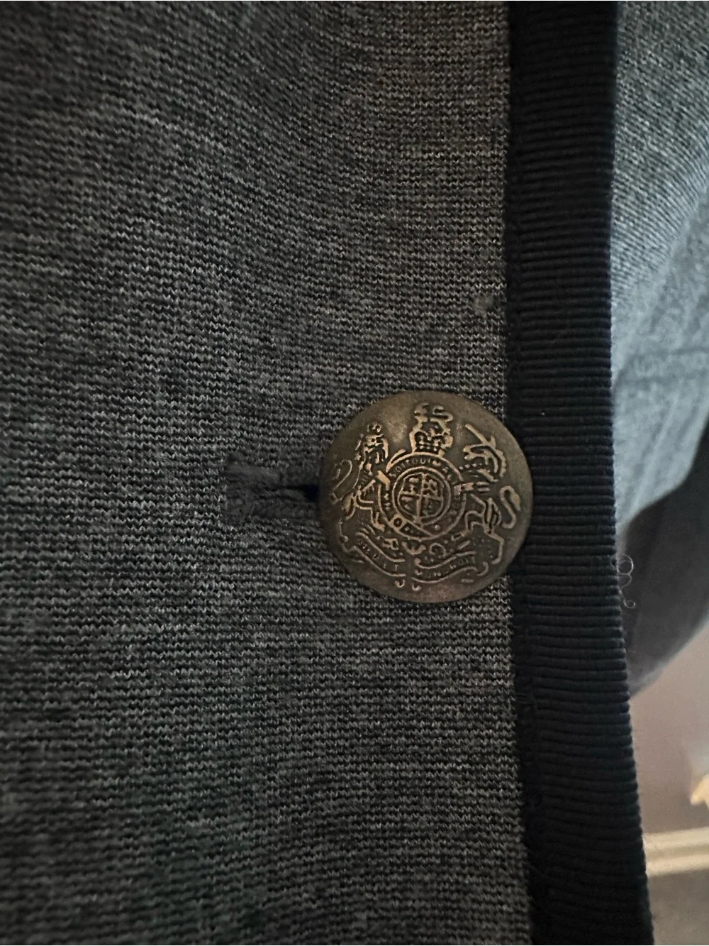 J. Crew Women's Gray Blazer with Black Trim Gold Buttons